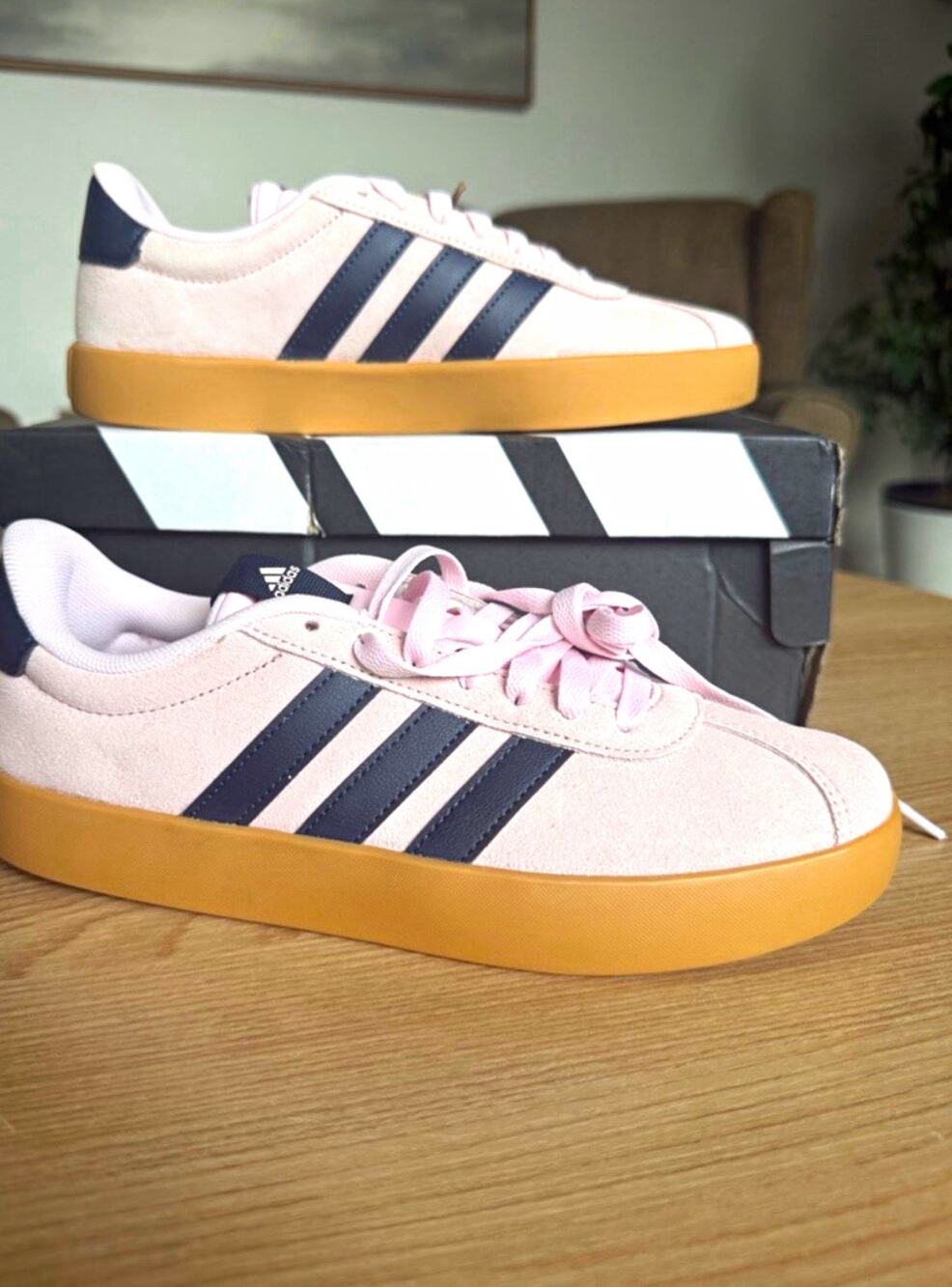 adidas VL Court 3.0 Women’s Low Top Suede Sneaker Clear Pink JP7629